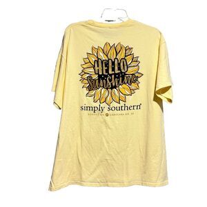 Simply Southern Collection Women's XL Hello‎ Sunshine Yellow Round Neck Tee